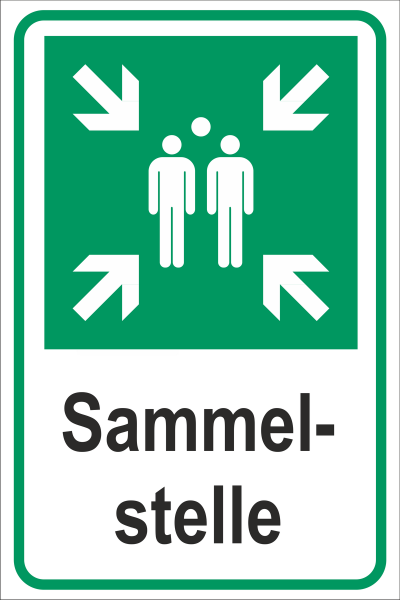 Rettungszeichen-Schild "Sammelstelle" Weiß/Grün